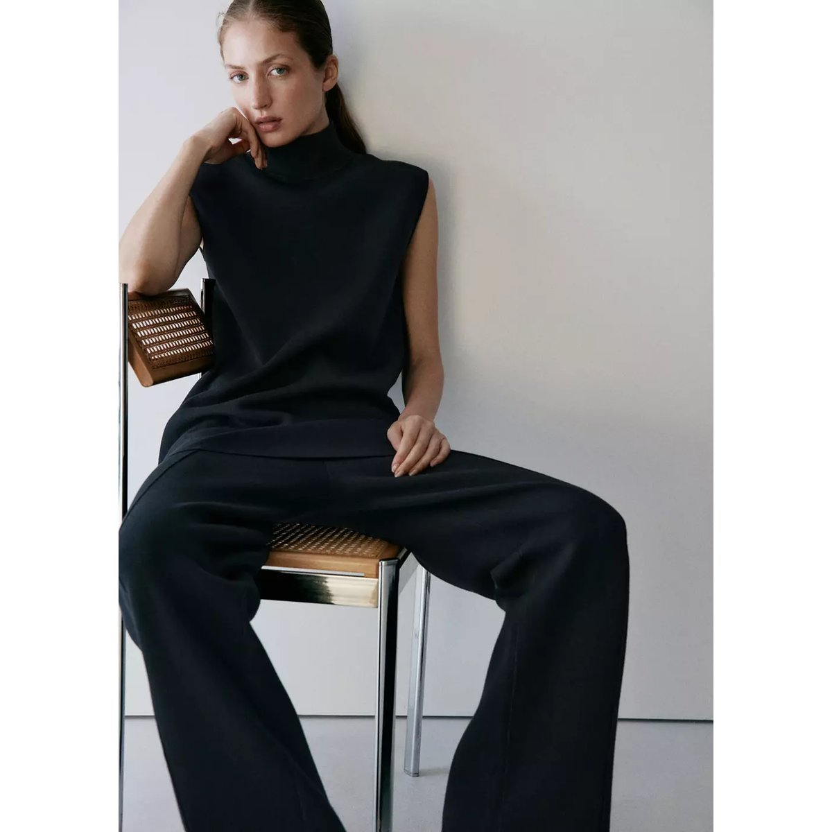 Pantalon pyjama maille Milano noir, MANGO