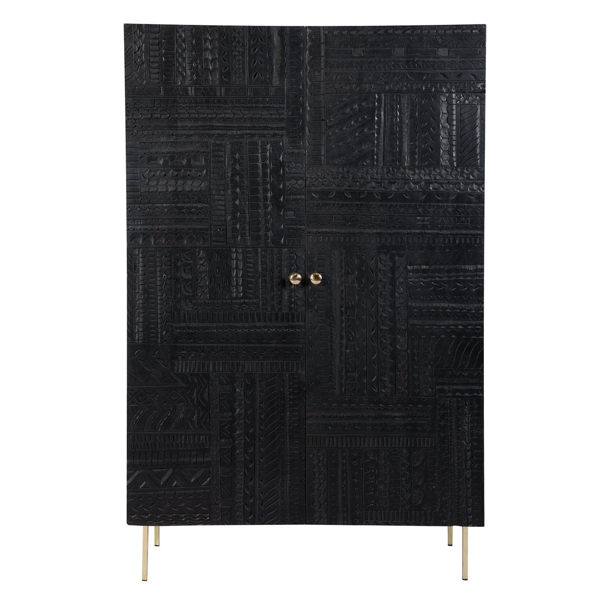 Armoire gravée en bois et métal - CHIMANE noir, MAISON PAVANE