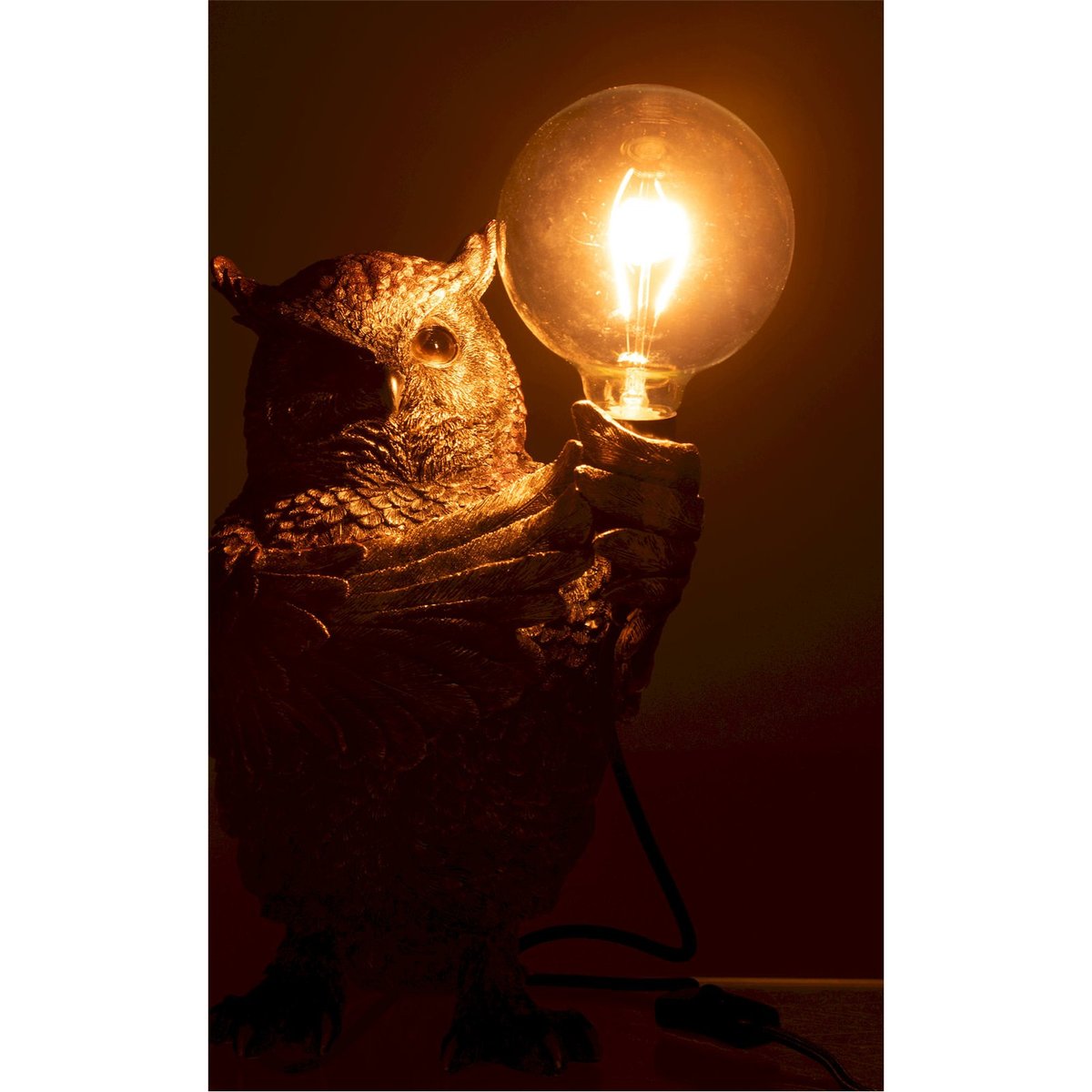 Lampe hibou décorative en résine effet antique marron effet antique, RECOLLECTION