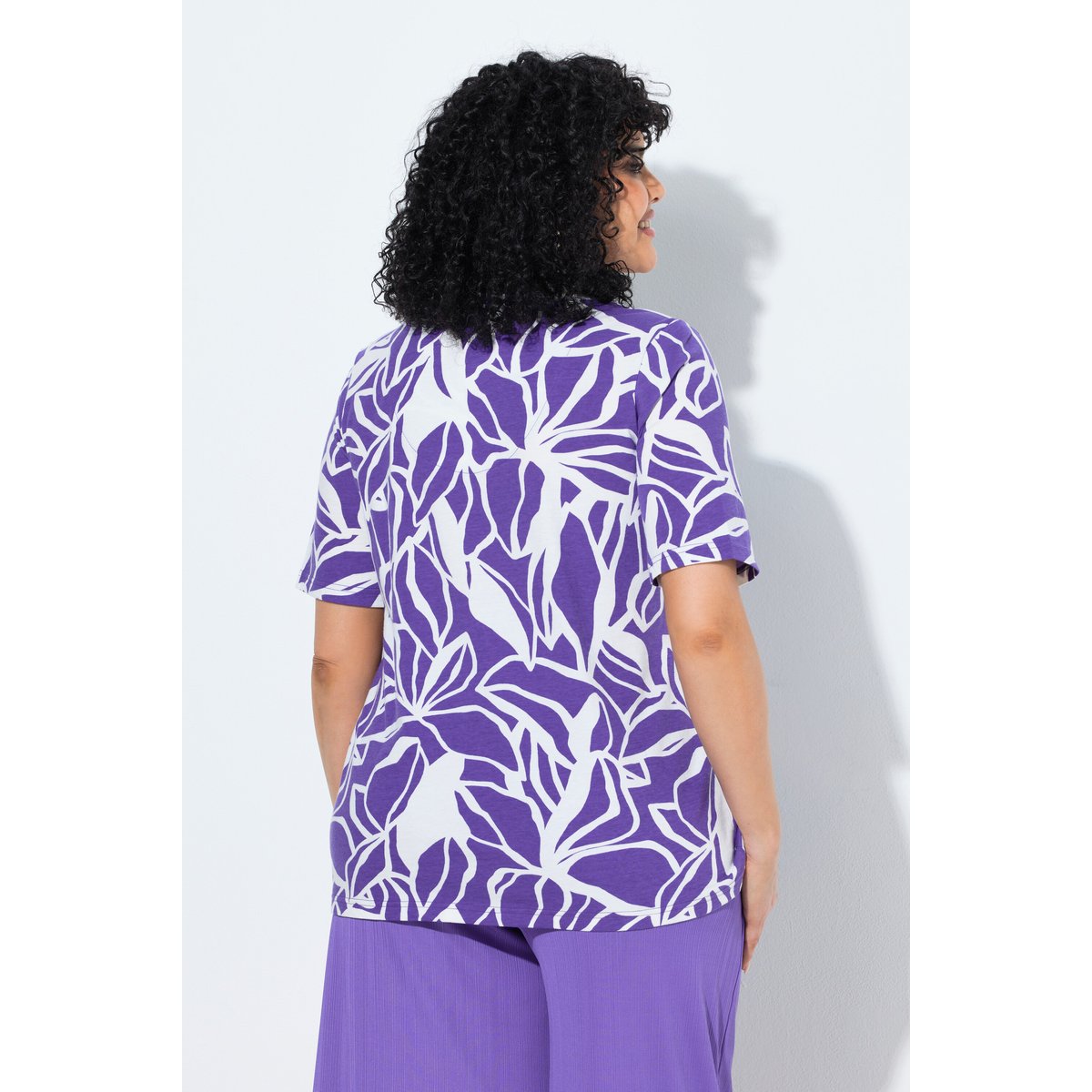 Blouse motif feuilles violet, ULLA POPKEN