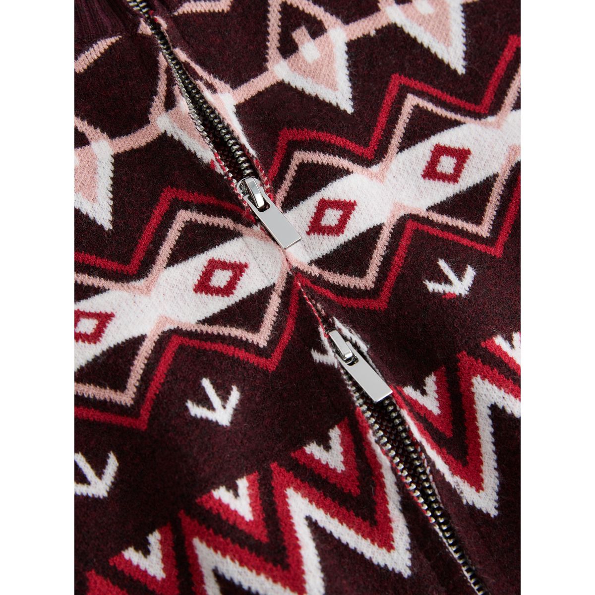 Cardigan zippé confortable fair isle du vin, NEXT