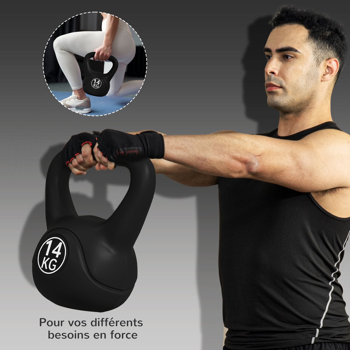 Kettlebell Sable Noir noir, HOMCOM