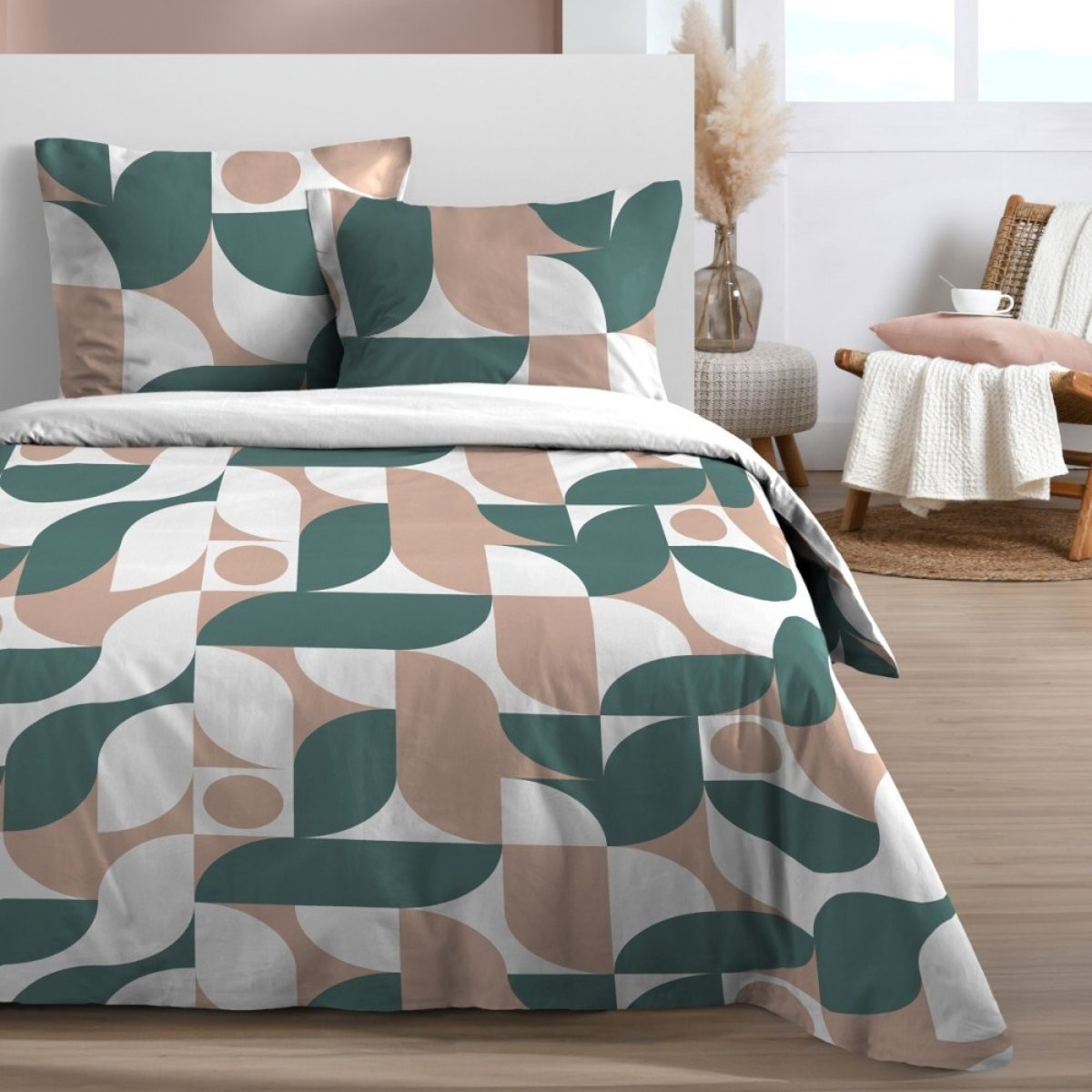 Housse de couette 240x220 JOAKIM + 2 taies 100% microfibre multicolore, DECORATIE