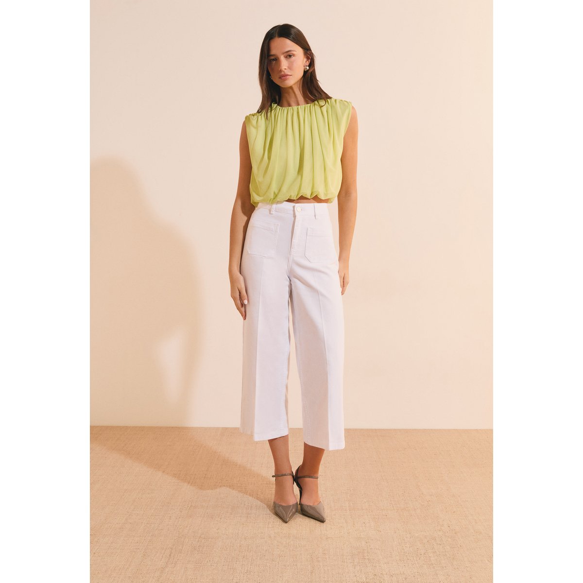 T-shirt boule sans manches AMAURY anis absinthe, ETAM
