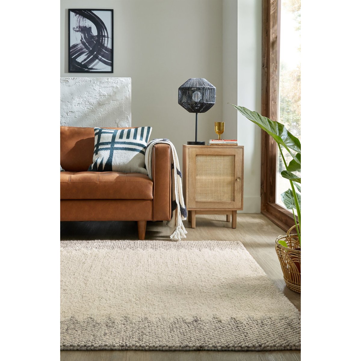 Tapis en laine MINERALS BORDER beige, FLAIR RUGS