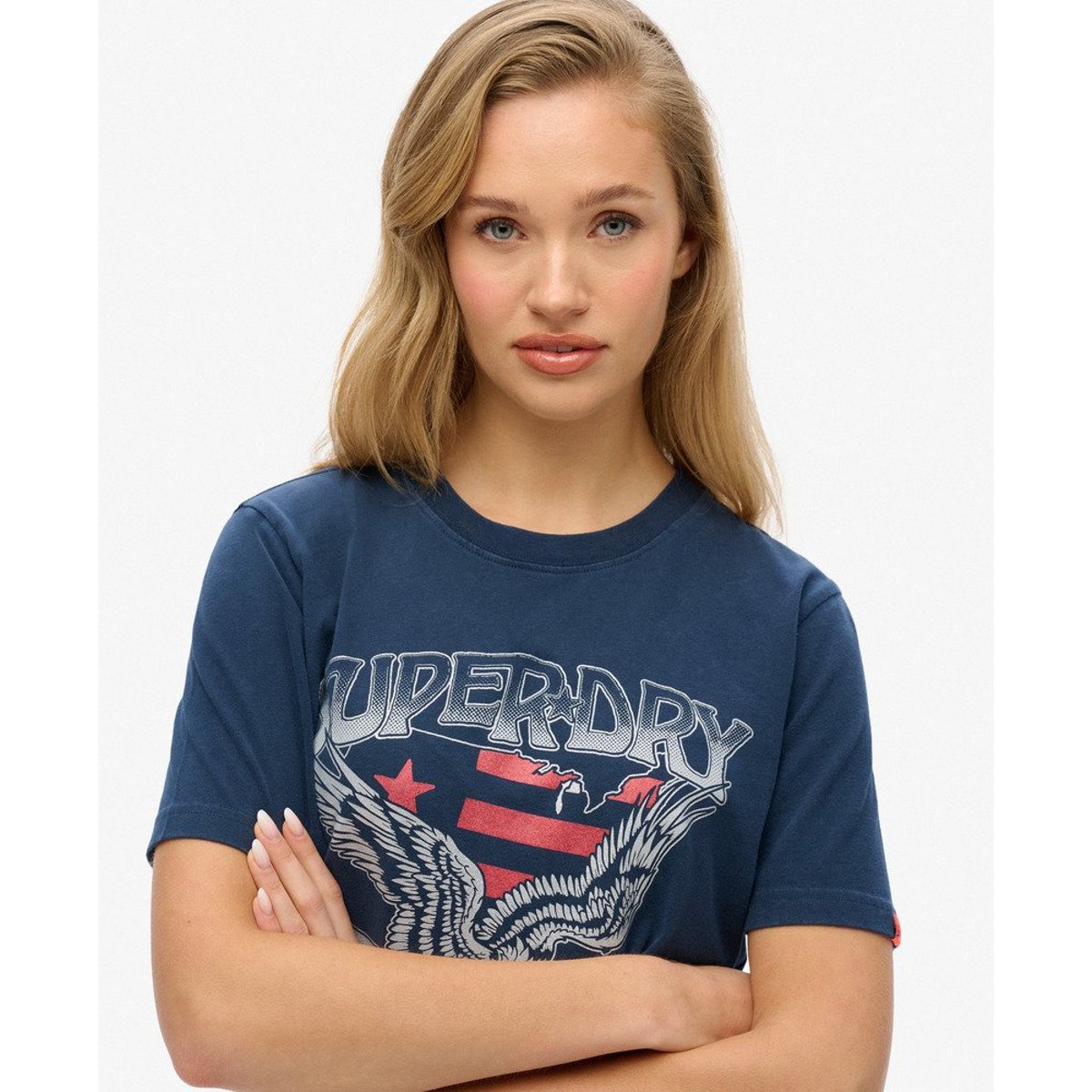 T-shirt Varsity Décontracté à Ornements bleu marine lauren, SUPERDRY