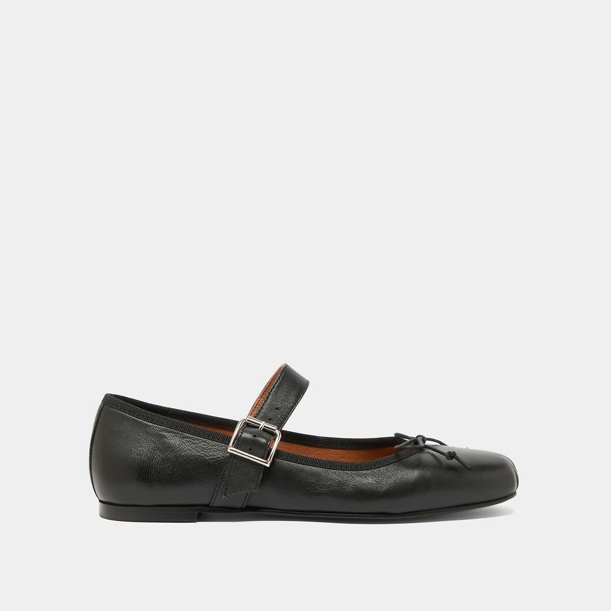 Ballerines babies en cuir, Dominante noir, JONAK