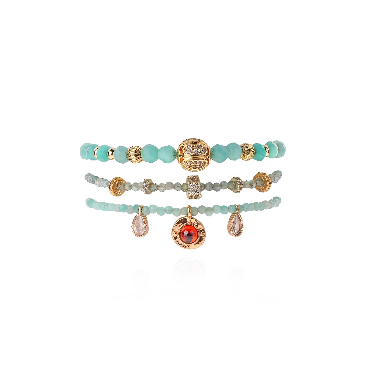 Bracelet multiliens de perles réglable PANTO turquoise, HIPANEMA