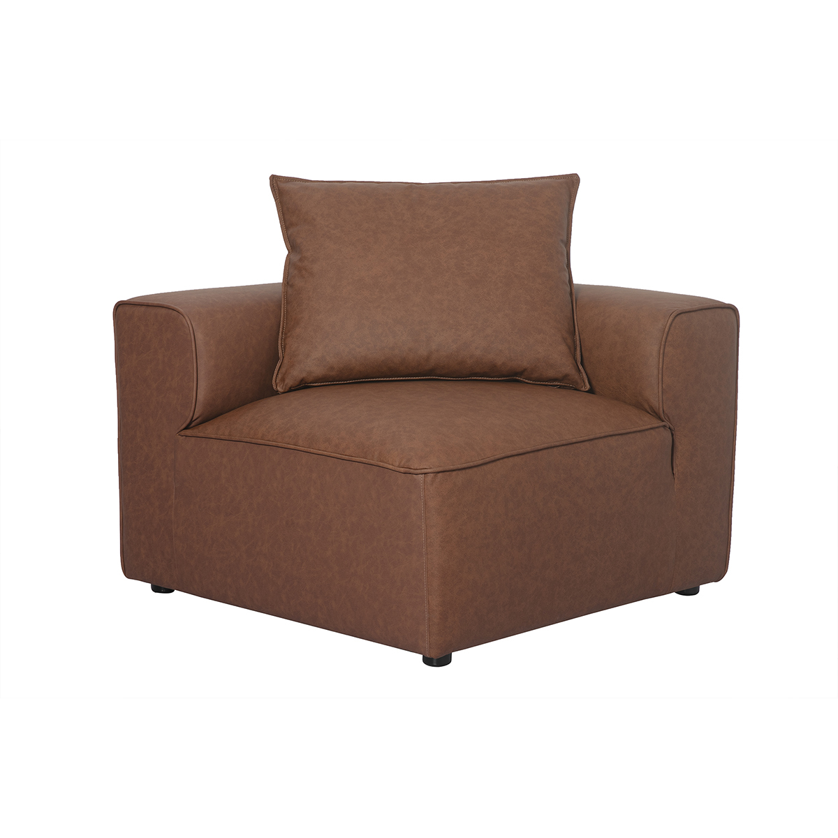 Module d'angle droit pour canapé en cuir marron FERGUS marron, MILIBOO
