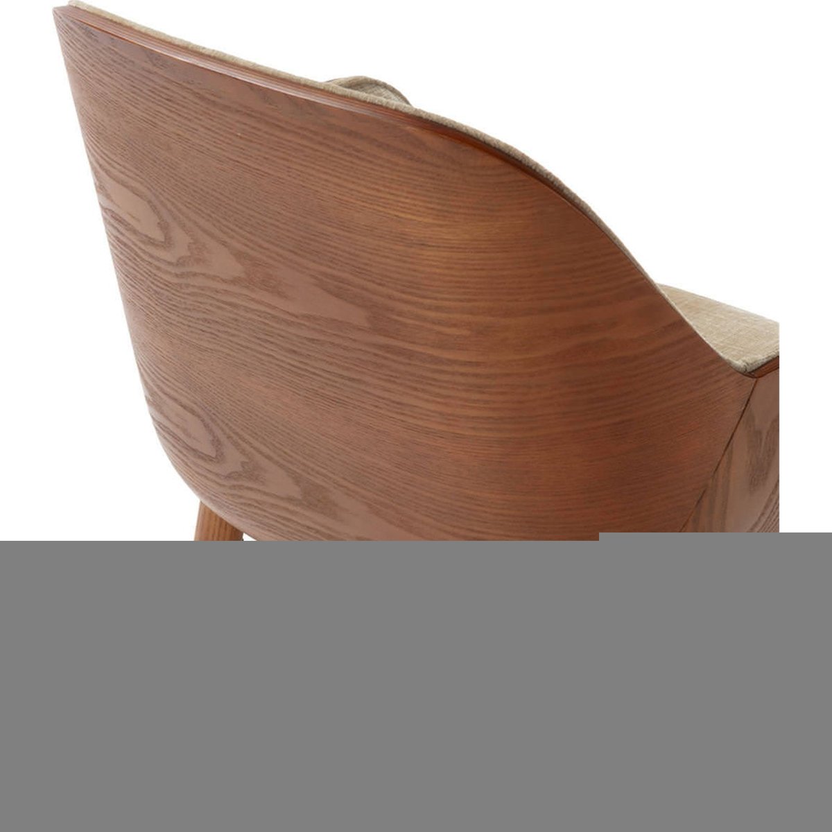 Chaise vintage enveloppante avec accoudoirs noyer et brun clair, RECOLLECTION