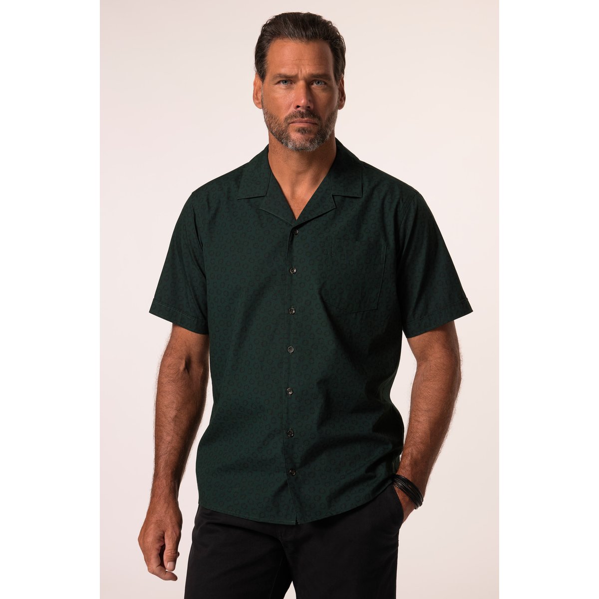 Chemise imprimé floral, coupe Cuba-Fit vert foncé, JP1880