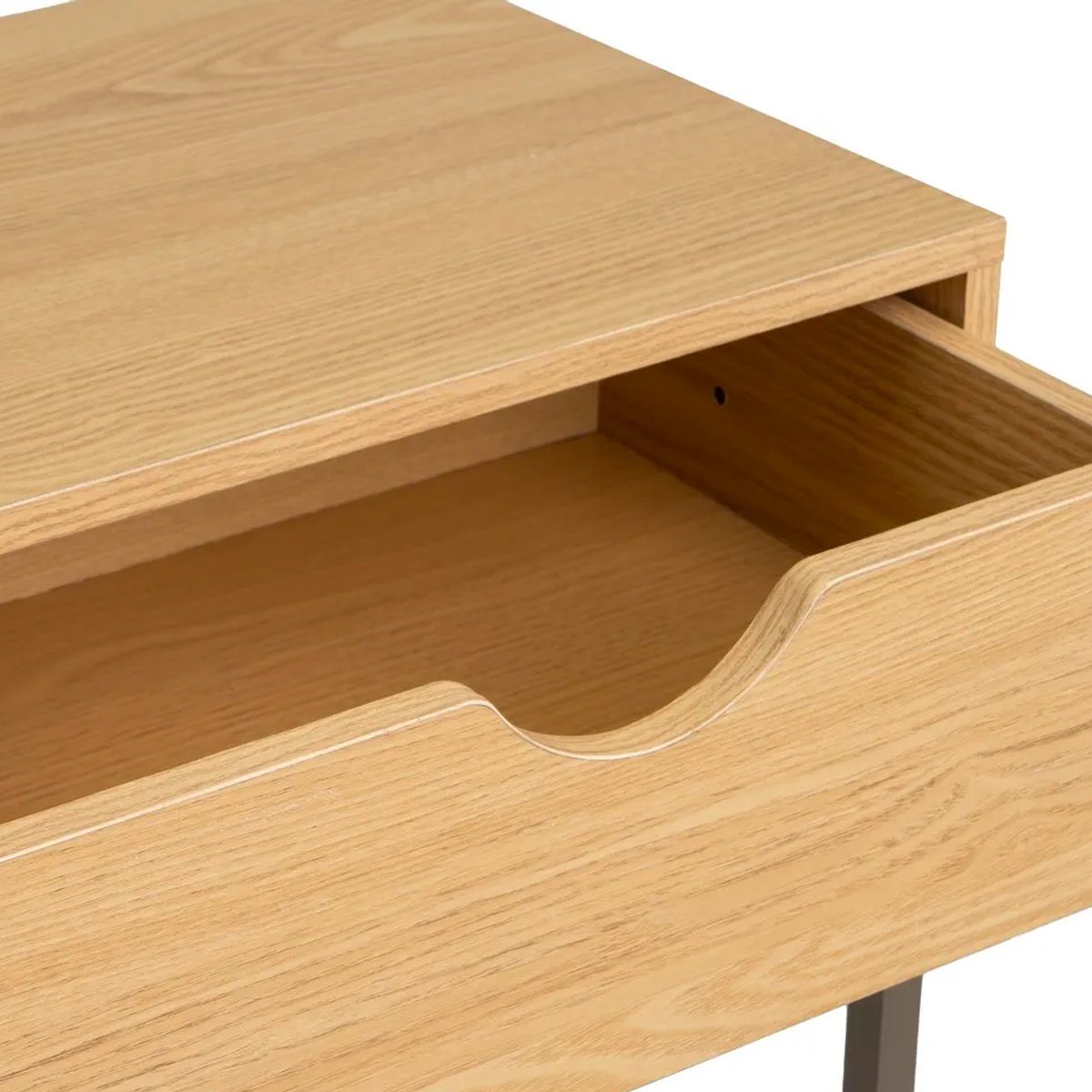Console d'entrée couleur bois naturel et métal gris 2 Tiroirs 80x30x75cm bois, WADIGA