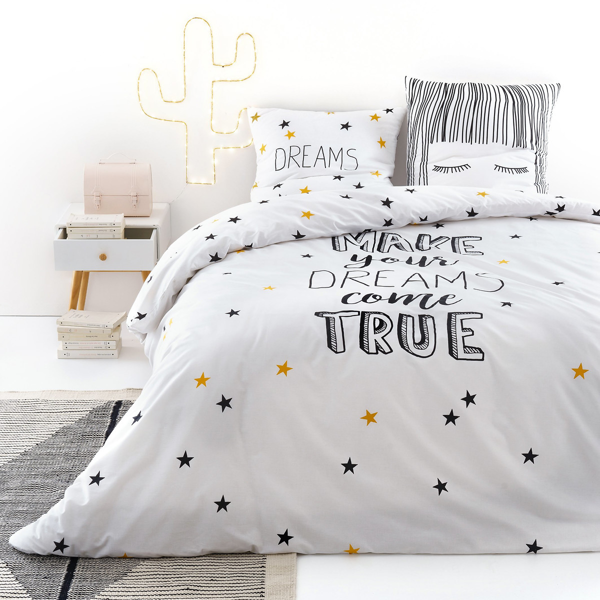 Housse de couette pur coton, Fringe blanc/noir/or, LA REDOUTE INTERIEURS