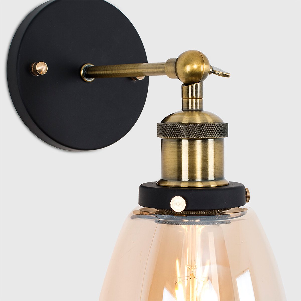 Sherri Industrial Wall Light with Glass Shade amber, SO'HOME
