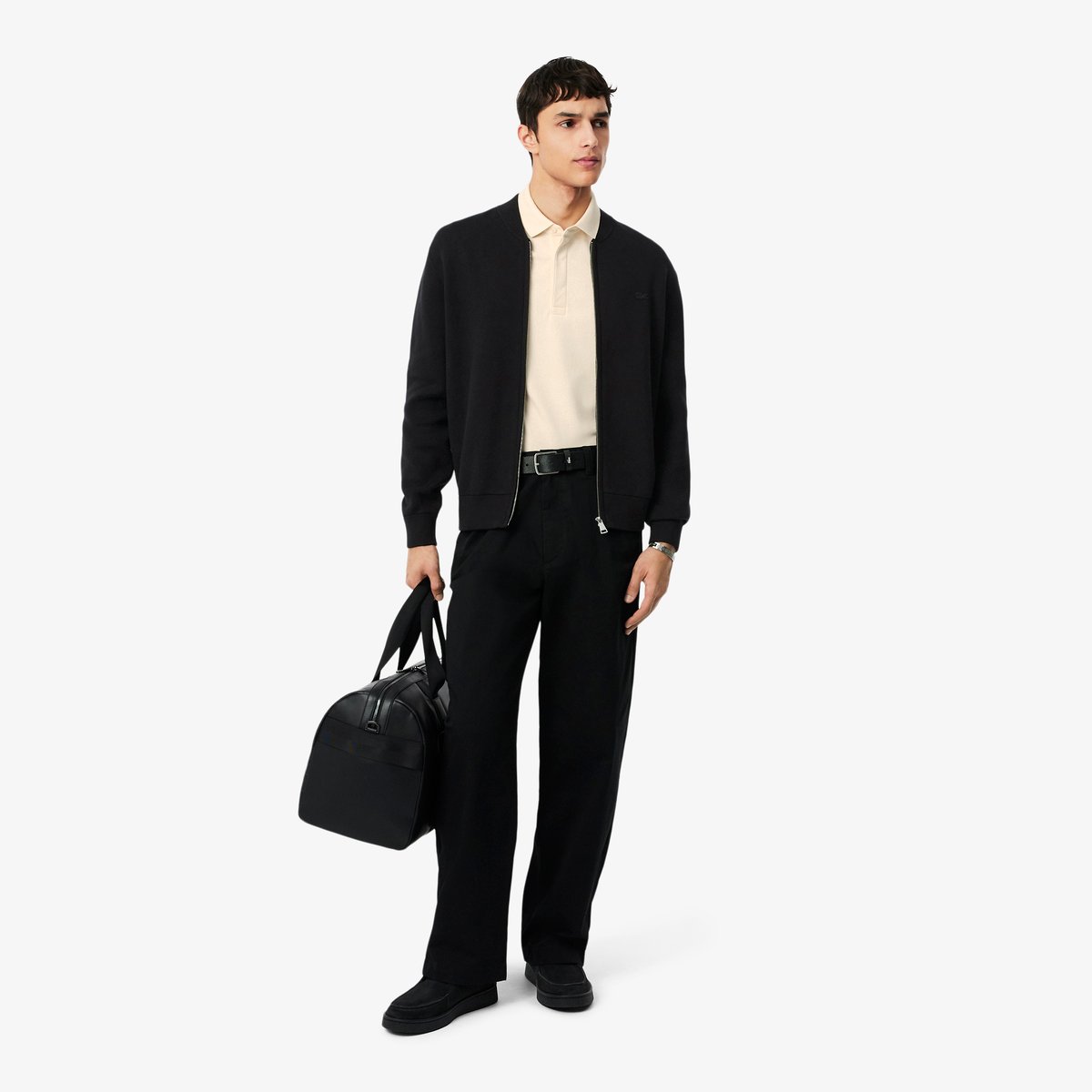 Bomber maille laine mélangée noir-031, LACOSTE