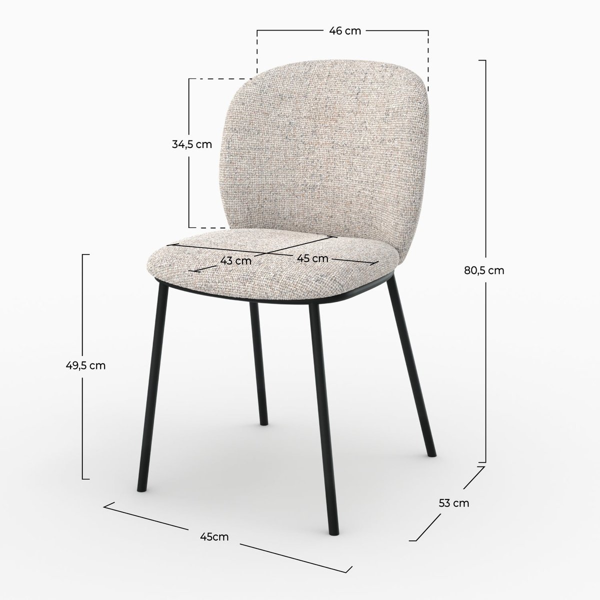 Lot de 2 chaises en tissu chiné - ADÈLE beige chiné, MAISON PAVANE