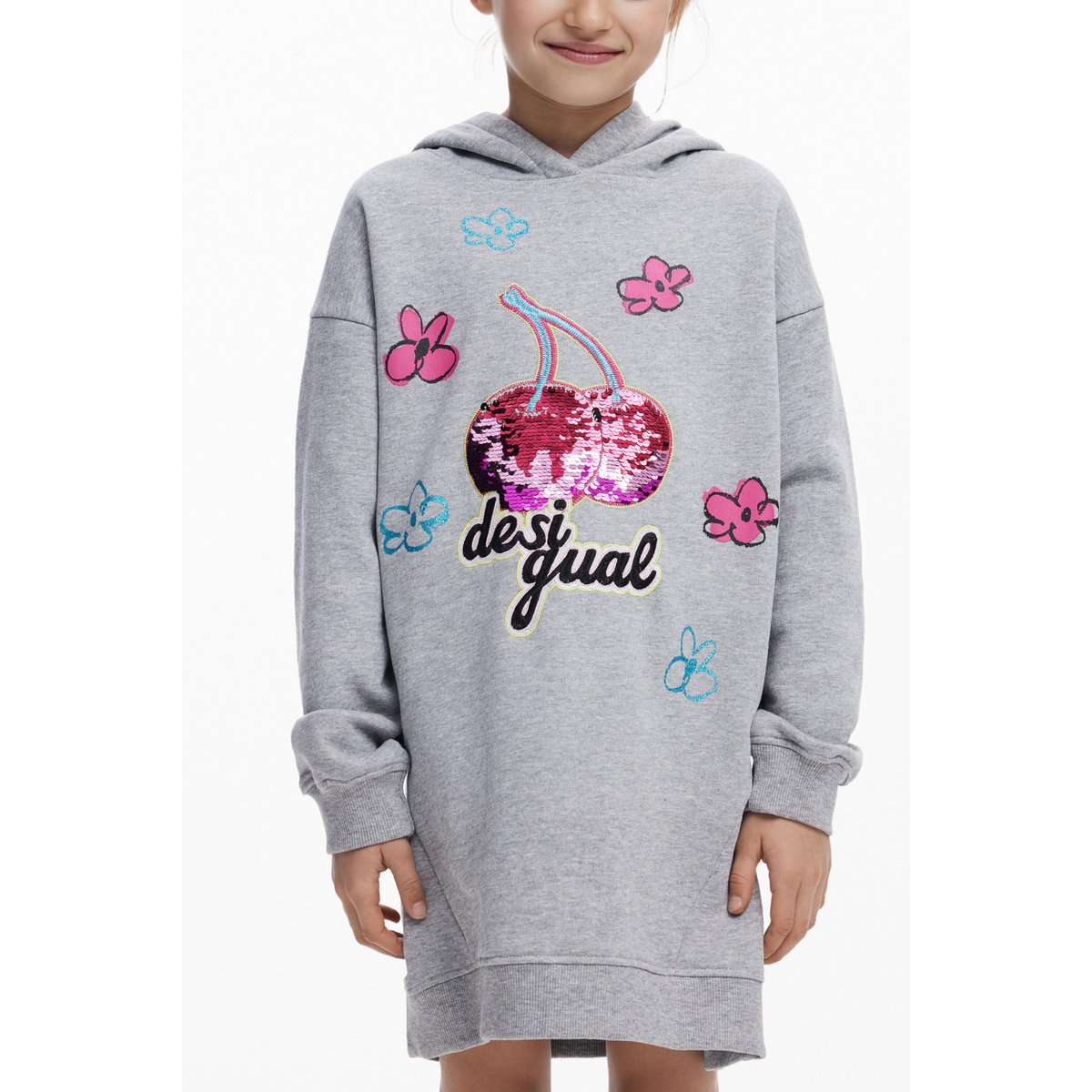 Robe à capuche cerises gris, DESIGUAL