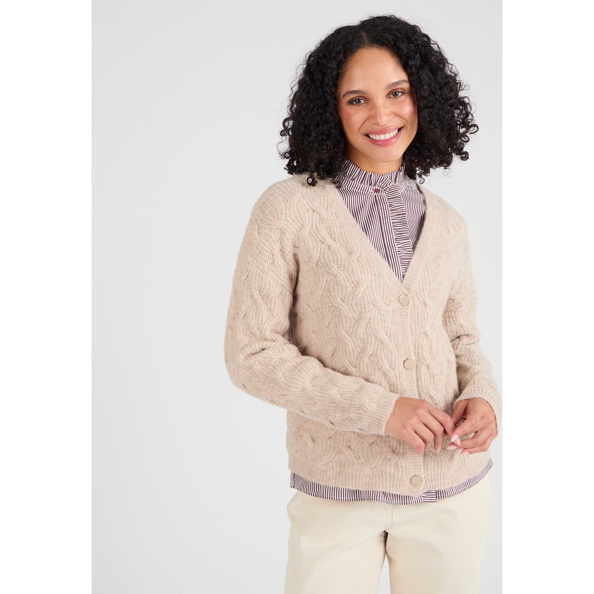 Gilet torsadé Thermolactyl marron beige chiné, DAMART