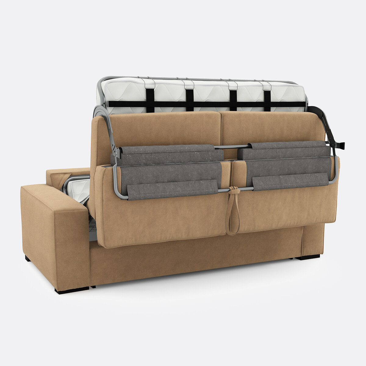 Sofá cama de terciopelo, espuma HR premium, Cecilia capuchino, LA REDOUTE INTERIEURS