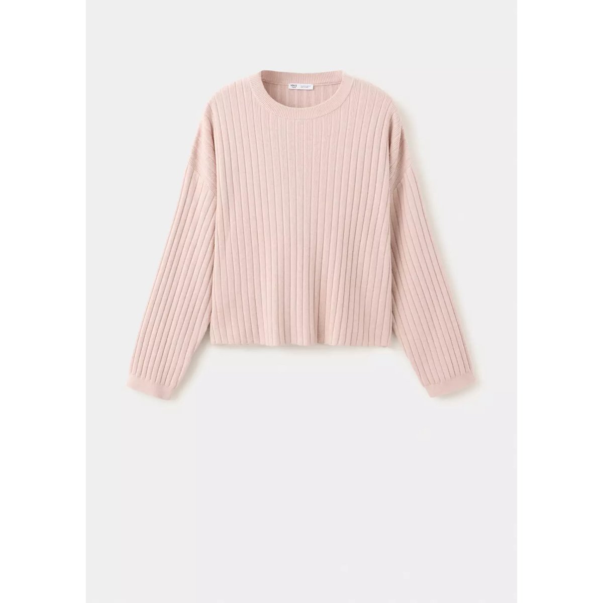 Pull-over maille côtelée rose pastel, MANGO TEEN