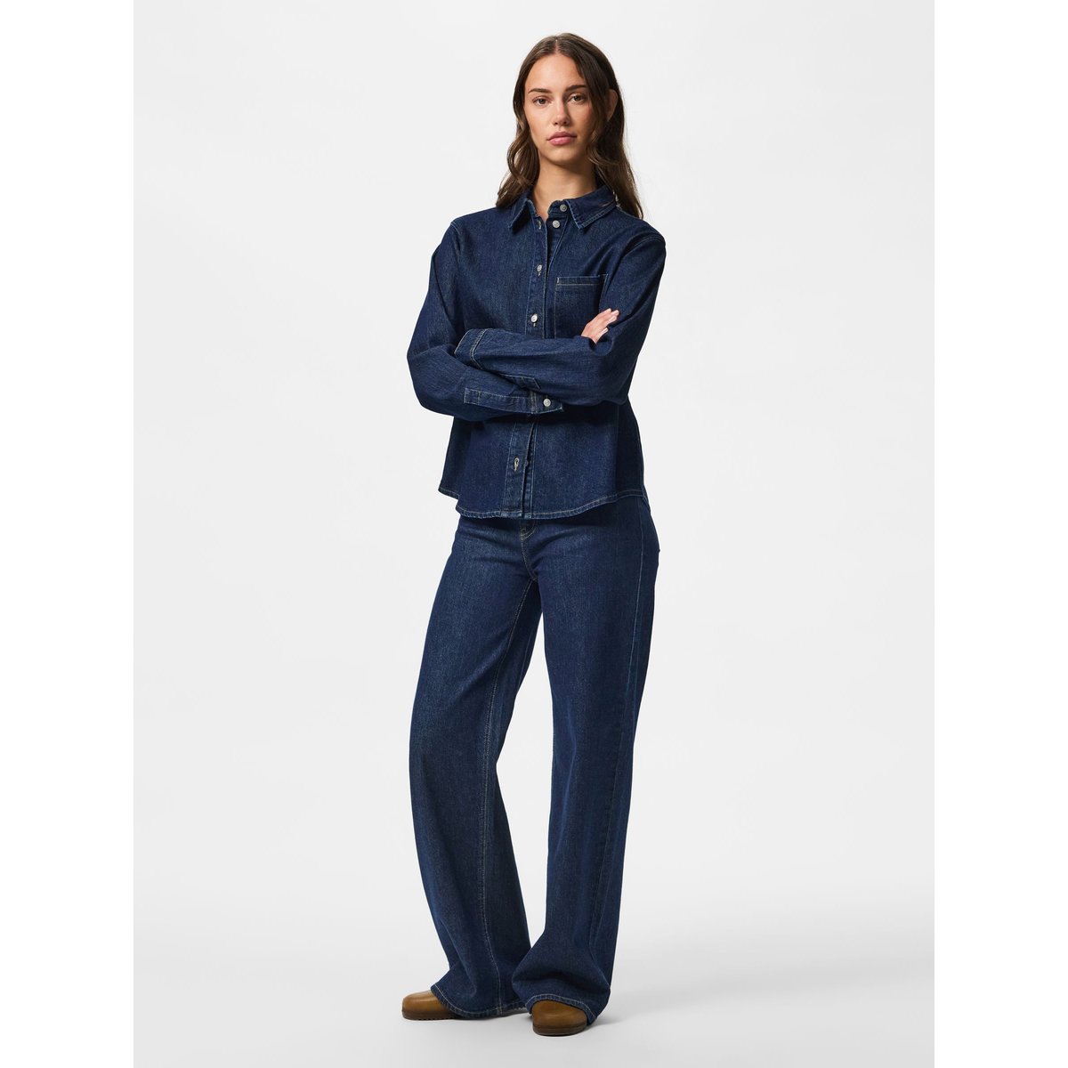 Jean À Coupe Ample bleu - dark blue denim1, PIECES