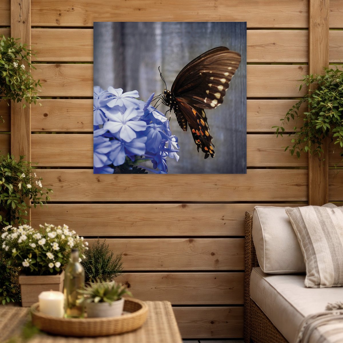 Tableau de jardin Papillon et lilas violet, marron, ART FOR THE HOME