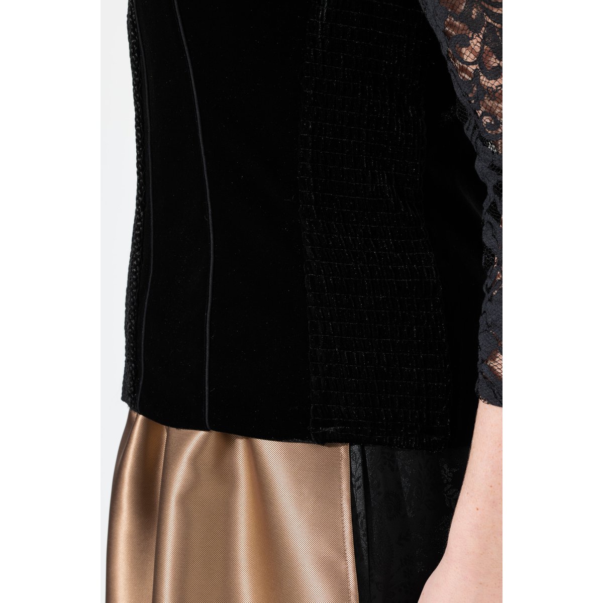 Corsage traditionnel, slim, encolure carrée noir, ULLA POPKEN