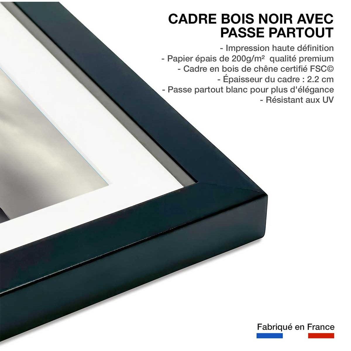 Affiche paysage désert du ténéré affiche + cadre en bois - noir, HEXOA