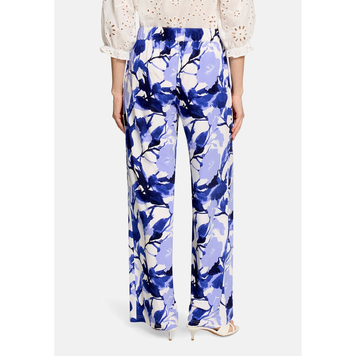 Pantalon à enfiler à poches extérieures blanc/bleu, BETTY BARCLAY