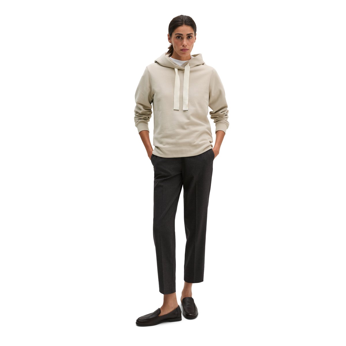 Sweat à capuche ample avec surface peignée gris, MARC O'POLO