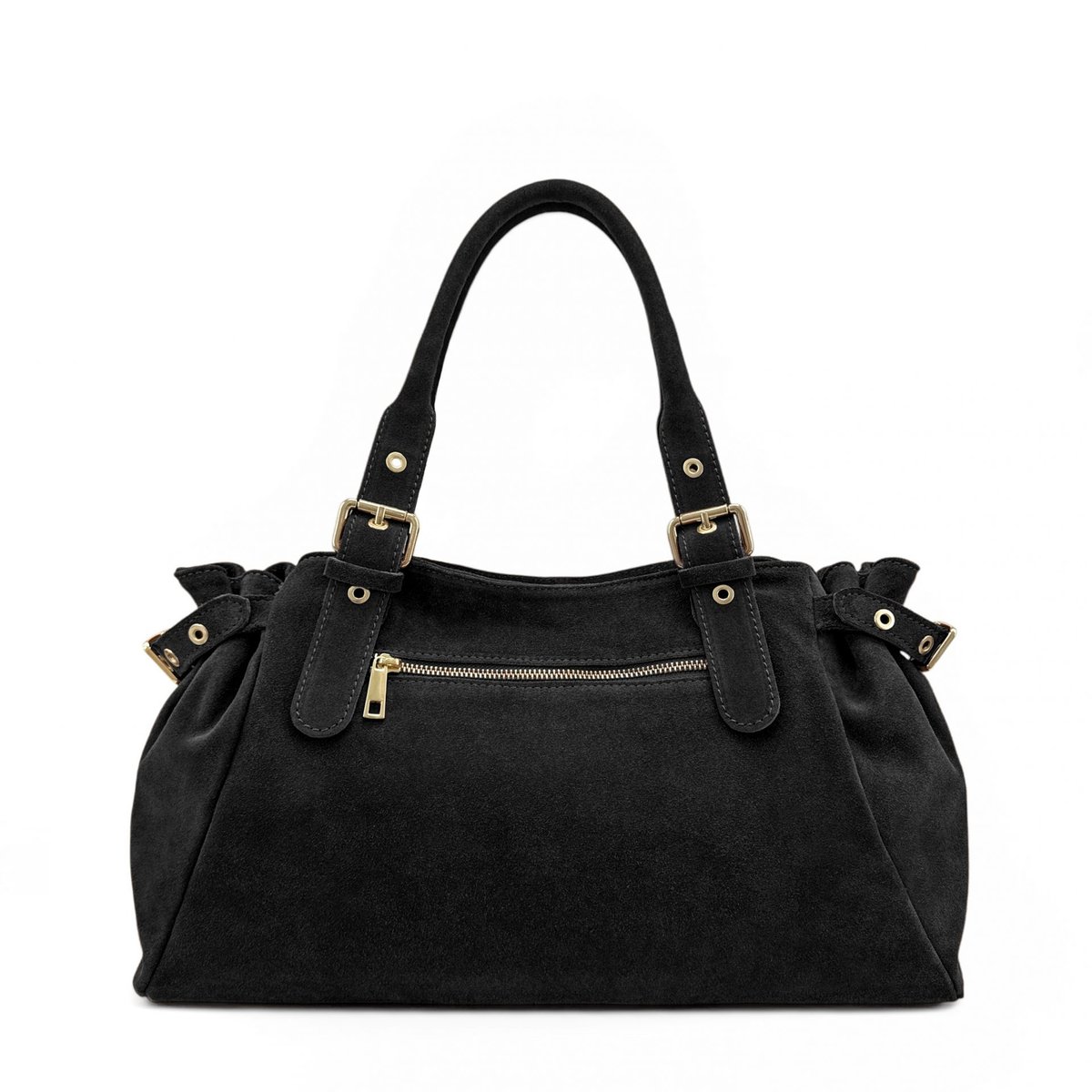 Sac bowling en croûte de cuir NEW PRINCESS SUEDE XL noir, OH MY BAG