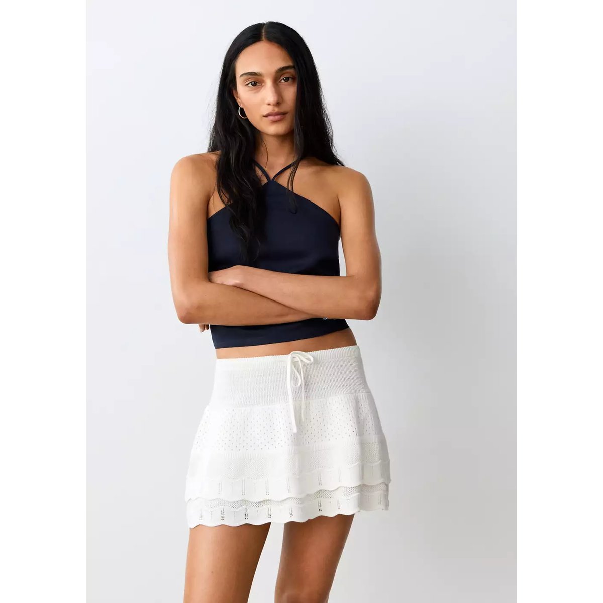 Jupe volants crochet blanc, MANGO TEEN