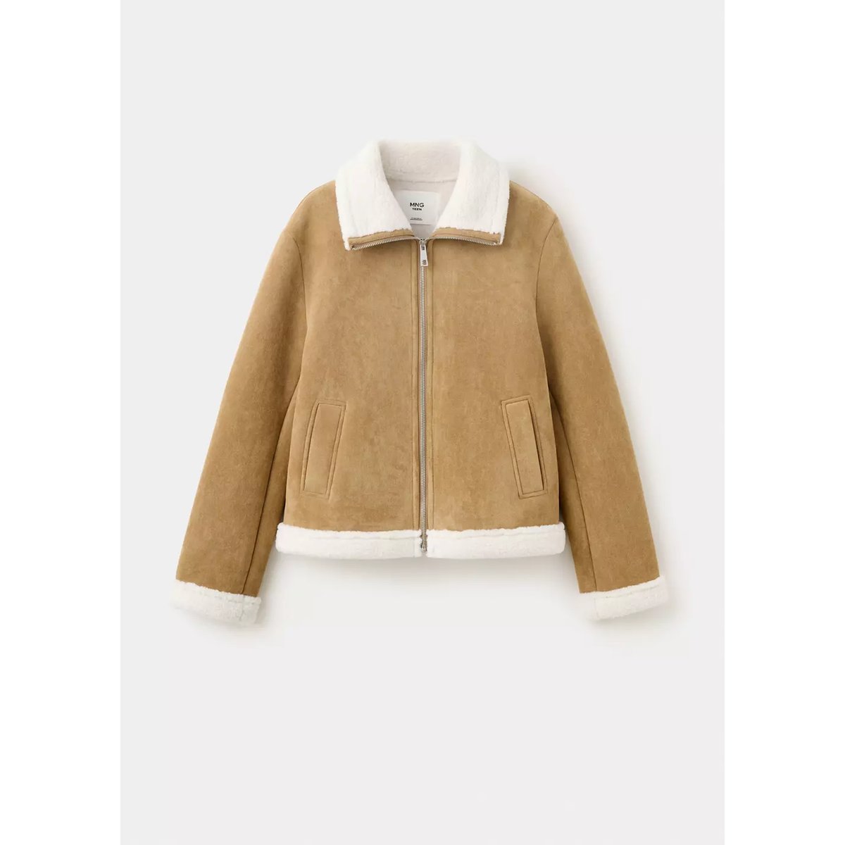 Manteau effet daim imitation mouton retourné tabac, MANGO TEEN