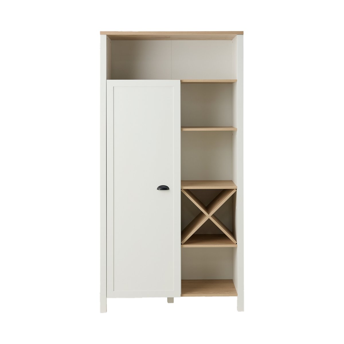 Buffet haut blanc et décor bois 1 porte - PIVOINE multicolore, CAMIF