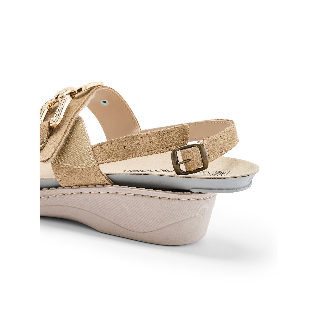 Sandales à scratch bijou fantaisie marron, PEDICONFORT