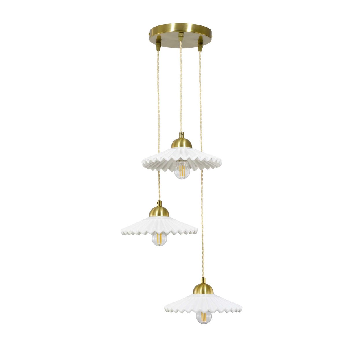 Suspension en céramique et métal, BABOUCHKA blanc et doré, C-CREATION