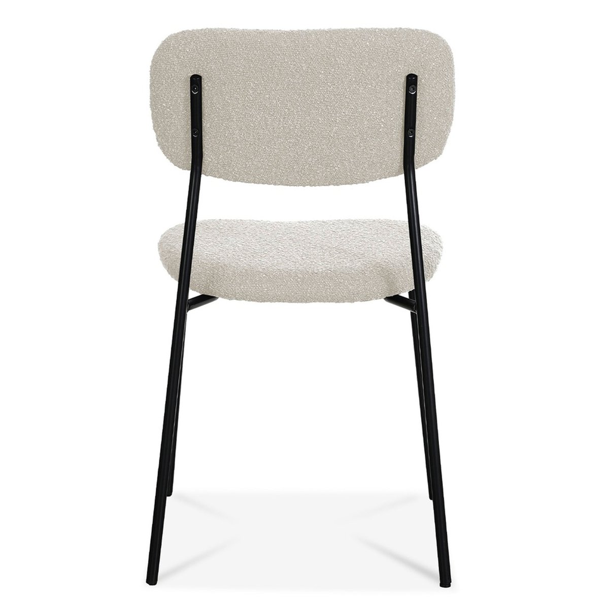 Chaise tissu bouclette écru et pieds métal noir 52x44x79cm beige, WADIGA