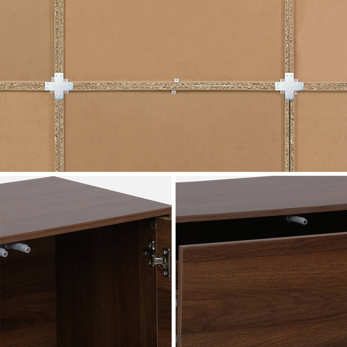 Kit étagère, bibliothèque modulable décor bois 9 éléments KOMPO noyer, SWEEEK