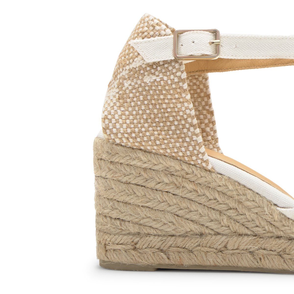 Espadrilles compensées à bride cheville et talon tressé CAROL PLATFORM blanc, CASTANER