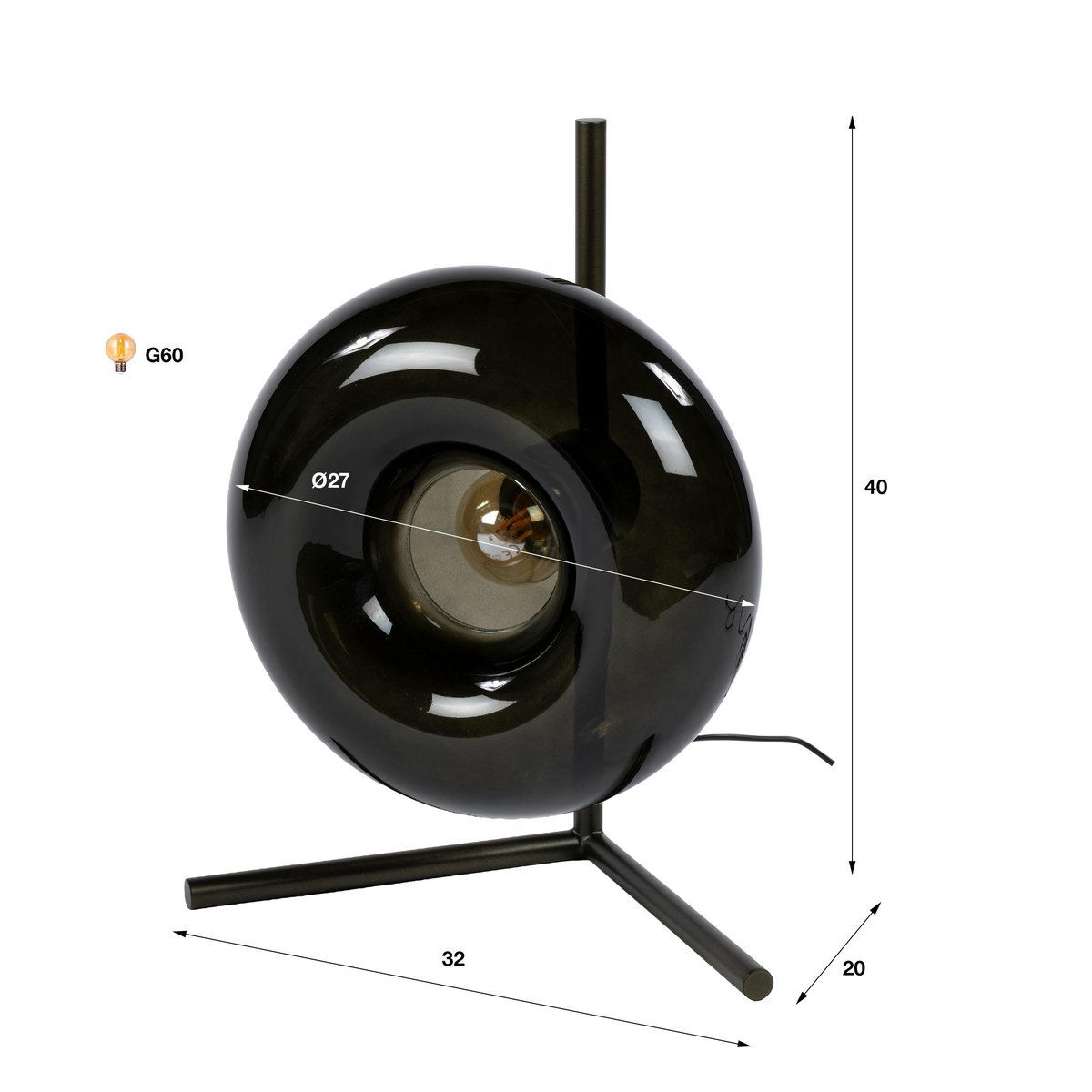 Lampe en verre et métal NIAGARA brun et bronze, PIER IMPORT