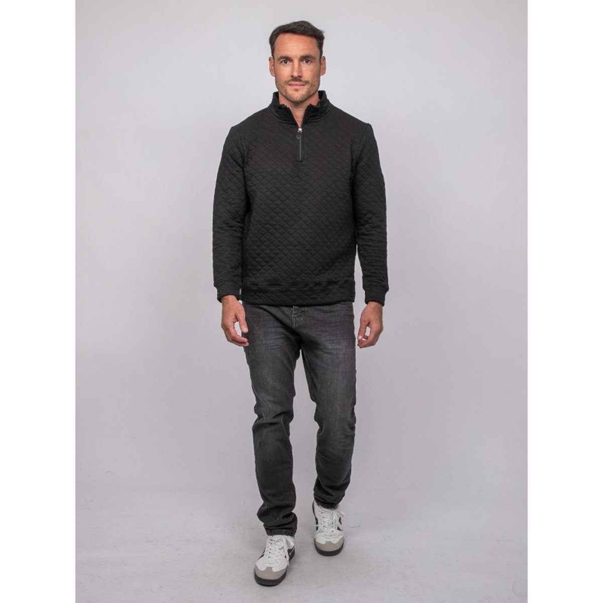 Sweat Matelassé Col Montant Zippé Woribou noir, RITCHIE