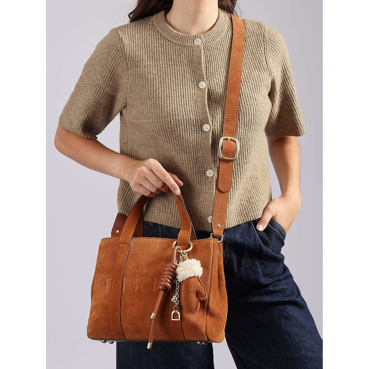 Sac bandoulière Alpin cuir camel, ETRIER