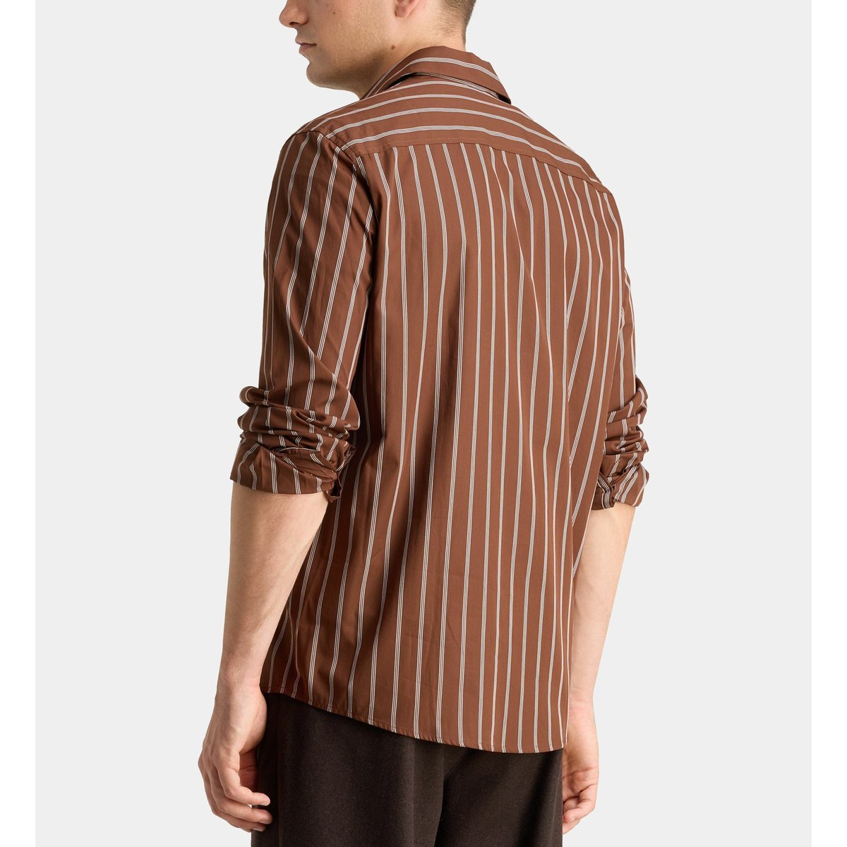 Chemise rishtri 6 rayée en coton marron chocolat, GALERIES LAFAYETTE