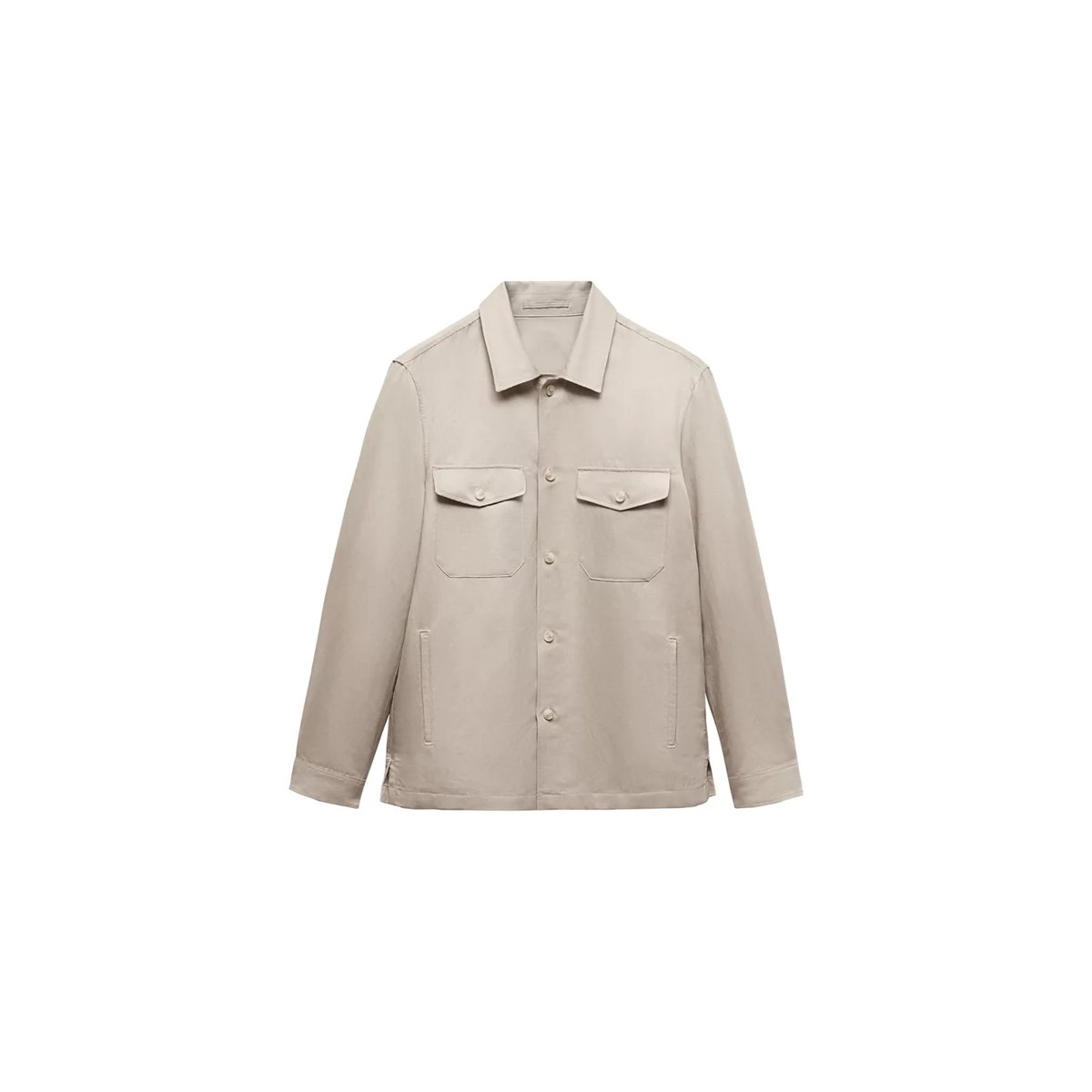 Surchemise lin poches marron moyen, MANGO MAN