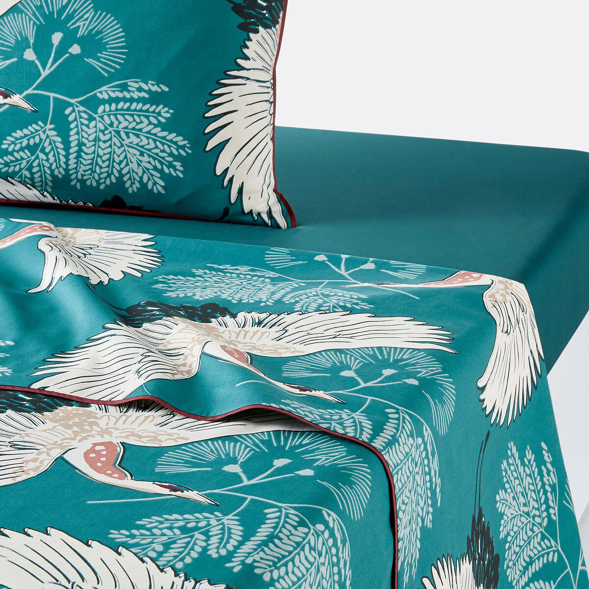 Drap imprimé percale Grues Bleu imprimé canard, LA REDOUTE INTERIEURS