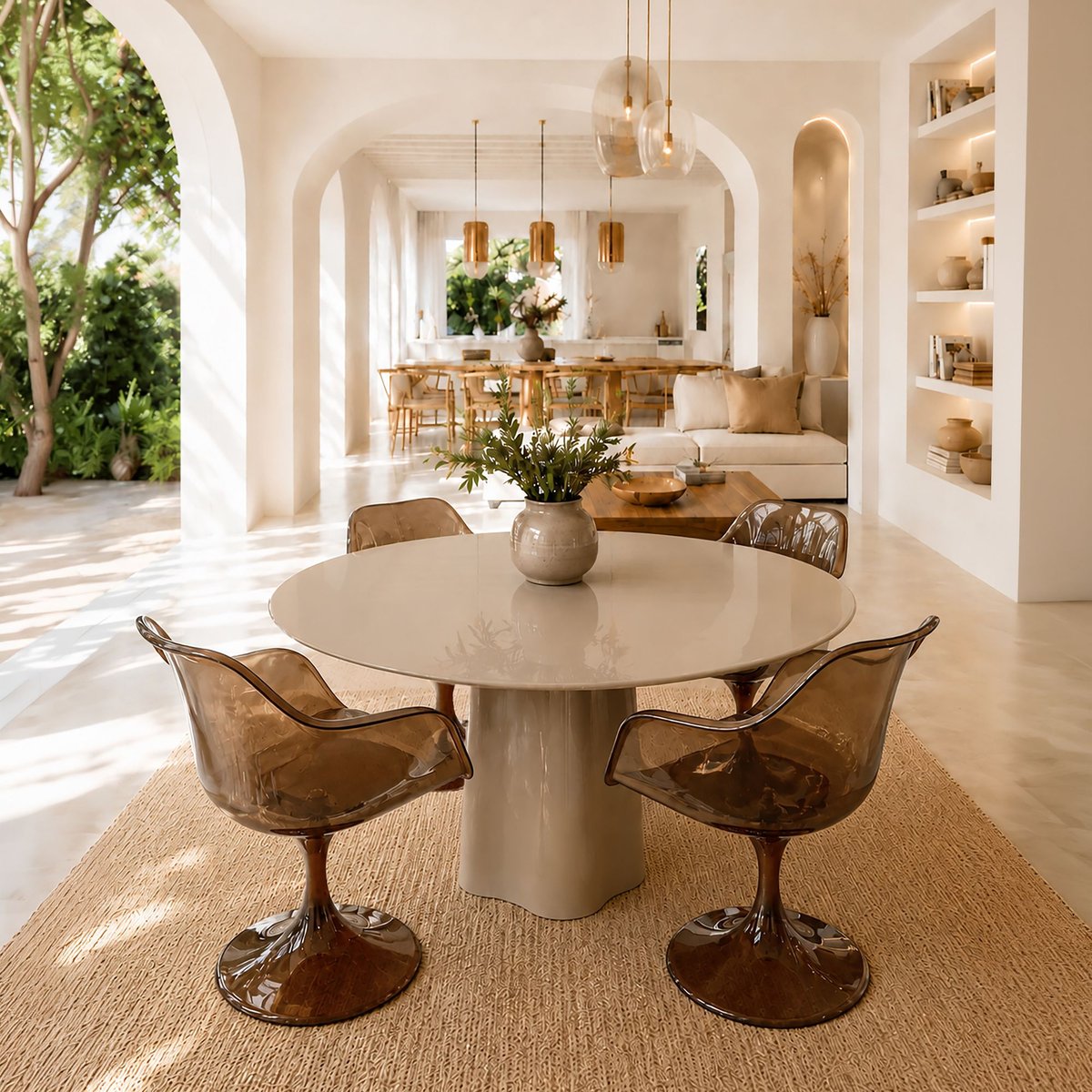 Lot de 2 fauteuils de table en résine acrylique, GLAM marron, NOW'S HOME
