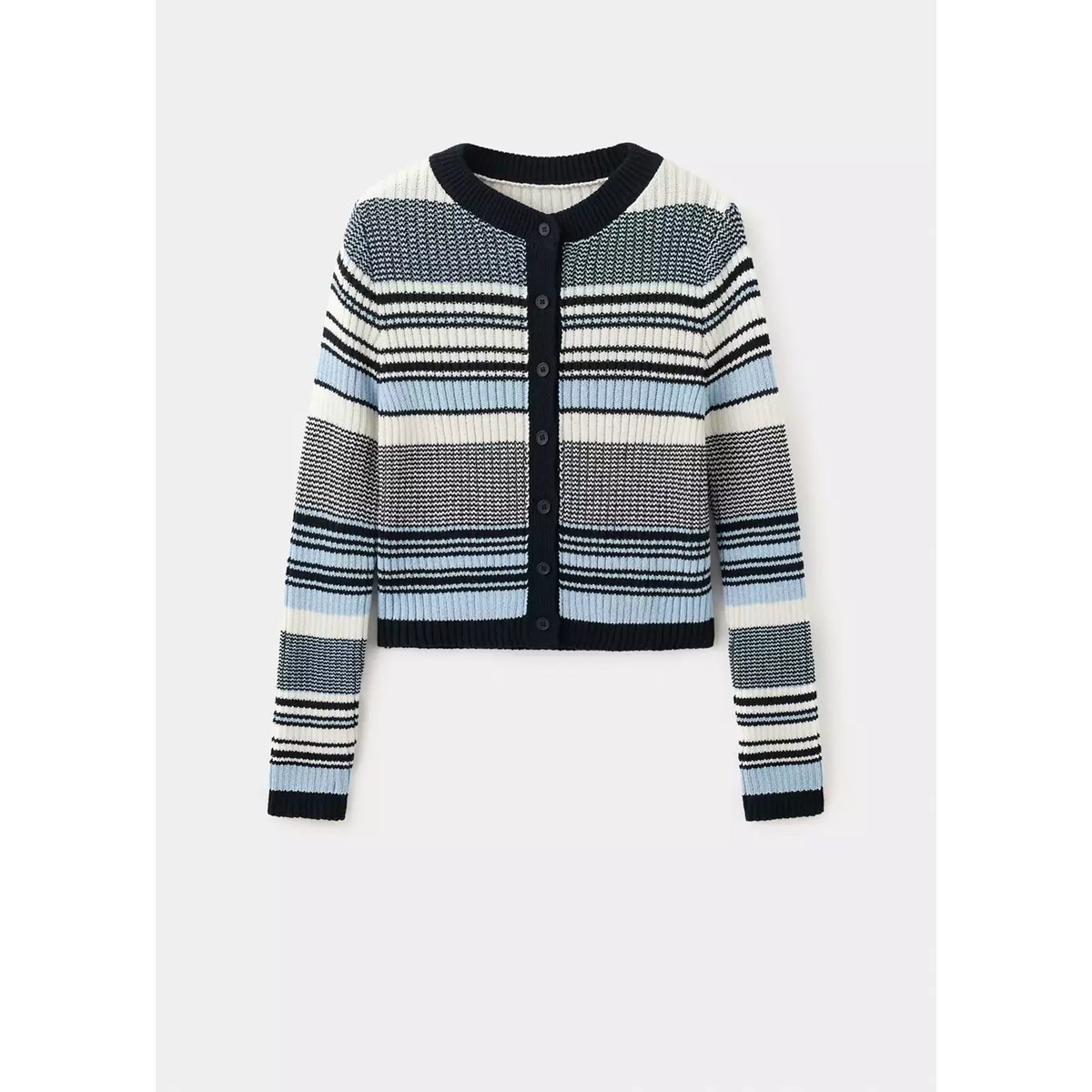 Cardigan maille rayures bleu, MANGO