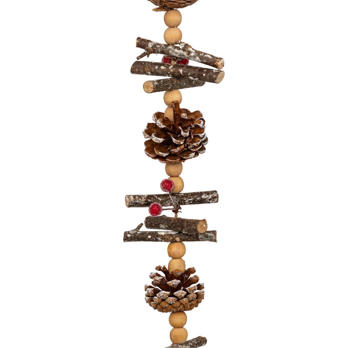 Guirlande pommes de pin et perles 1,5 m marron, ATMOSPHERA