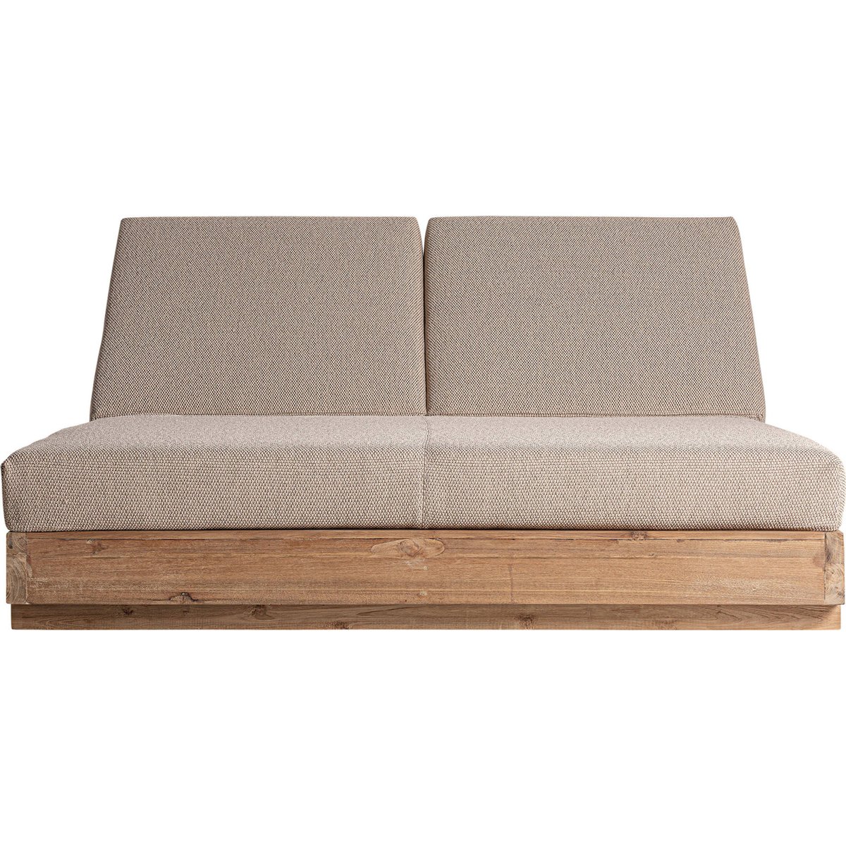 Bain de soleil double S.PURE en teck beige et marron naturel, RECOLLECTION