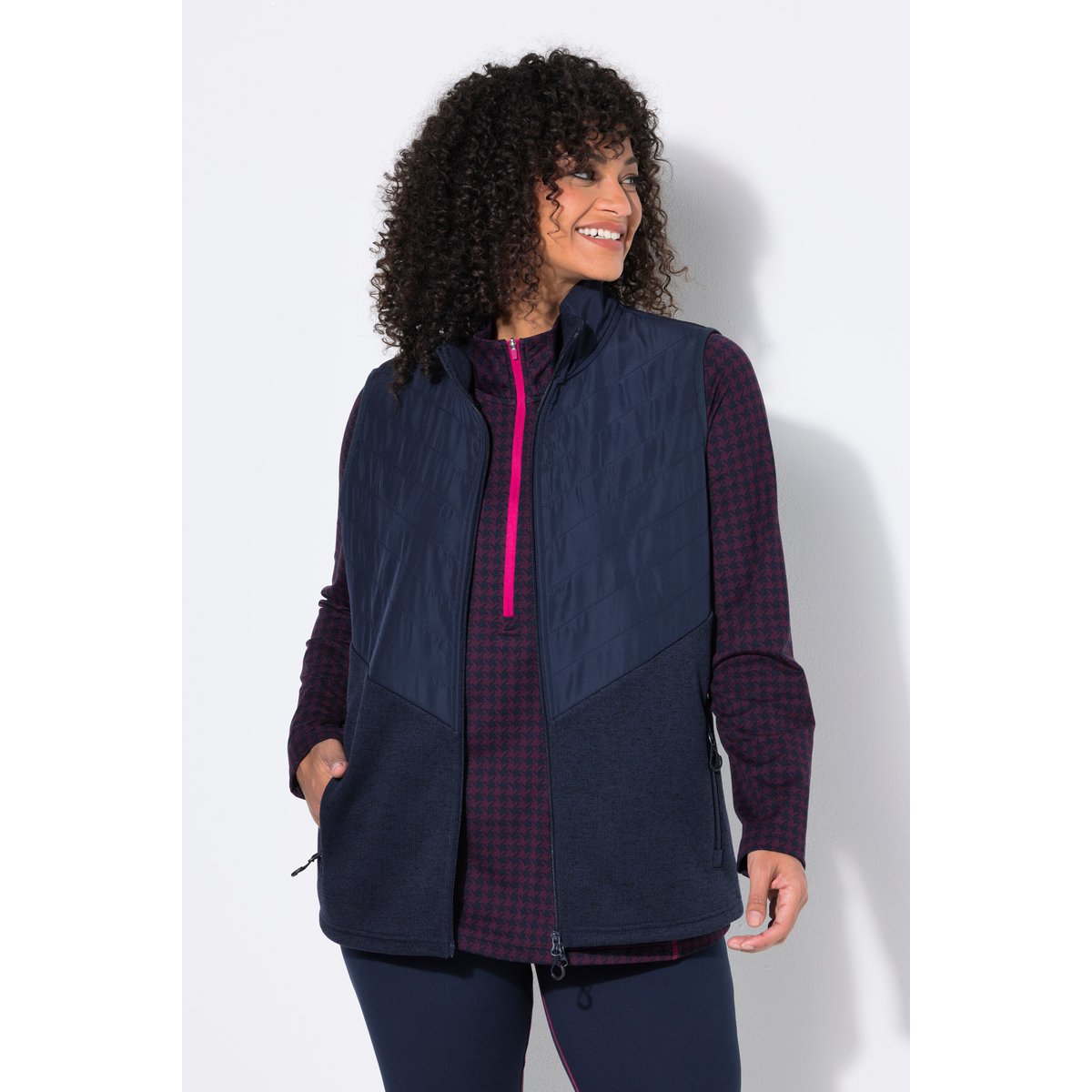 Gilet hybride, polaire bouclée marine, ULLA POPKEN